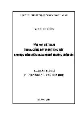 Văn hóa Việt Nam trong giảng dạy tiếng Việt cho học viên nước ngoài