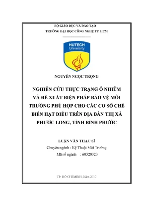 Nghiên cứu ô nhiễm môi trường cơ sở chế biến hạt điều Bình Phước