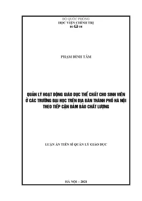 Quản lý hoạt động giáo dục thể chất cho sinh viên đại học theo tiếp cận đảm bảo chất lượng