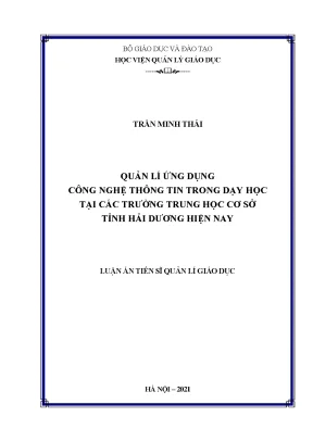 Quản lí ứng dụng CNTT trong dạy học THCS Hải Dương