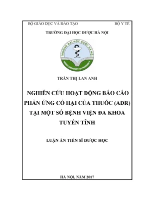 Nghiên cứu hoạt động báo cáo ADR tại bệnh viện tuyến tỉnh