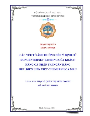 Yếu tố ảnh hưởng ý định sử dụng Internet Banking tại LPB Cà Mau