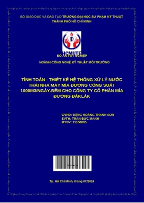 Thiết kế Hệ thống Xử lý Nước thải Nhà máy Mía đường ĐăkLăk (1000m³/ngày)