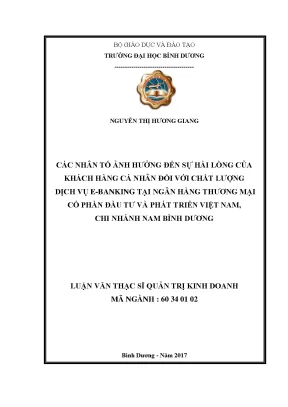Nhân tố ảnh hưởng hài lòng khách hàng e-banking BIDV