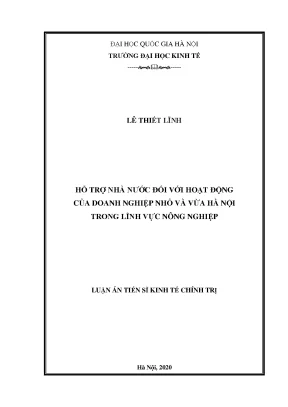 Luận văn thạc sĩ hỗ trợ nhà nước đối với hoạt động của dnnvv hà nội trong lĩnh vực nông nghiệp