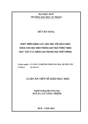 Phát triển năng lực làm việc với SGK Vật lí 11 nâng cao