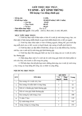 Giáo trình Vi sinh - Ký sinh trùng Y học Cao đẳng Y tế