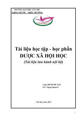 Tài liệu Dược Xã hội học - Đại học Tây Đô