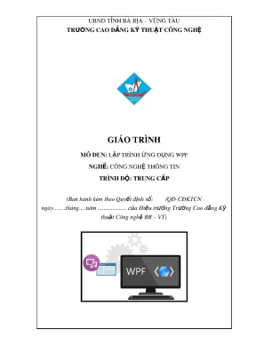 Giáo trình lập trình ứng dụng WPF trình độ trung cấp