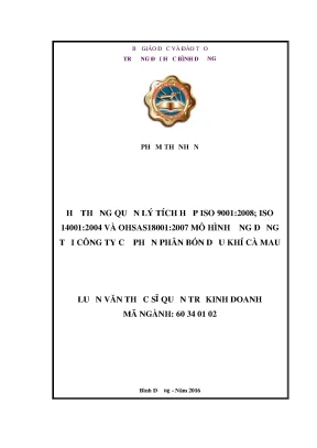 Hệ thống quản lý tích hợp ISO 9001, ISO 14001, OHSAS 18001