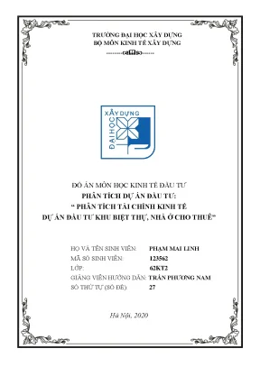 Phân tích dự án đầu tư khu biệt thự, nhà ở cho thuê