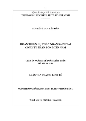 Tài liệu luận văn hoàn thiện dự toán ngân sách tại công ty phân bón miền nam