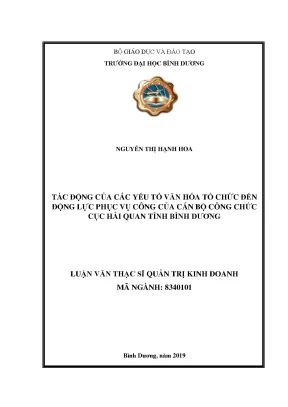Tác động văn hóa tổ chức đến động lực phục vụ công tại Hải quan Bình Dương