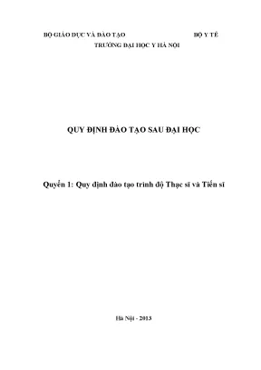 Quy chế đào tạo Thạc sĩ, Tiến sĩ Đại học Y Hà Nội 2013