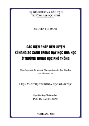 Rèn luyện kỹ năng so sánh trong dạy học hóa học THPT