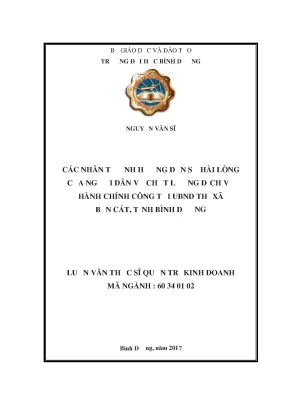 Các nhân tố ảnh hưởng sự hài lòng dịch vụ hành chính công Bến Cát