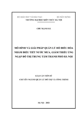 Mô hình quản lý hồ điều hòa giảm thiểu úng ngập Hà Nội
