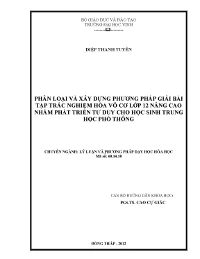 Phân loại phương pháp giải bài tập trắc nghiệm hóa vô cơ lớp 12 nâng cao