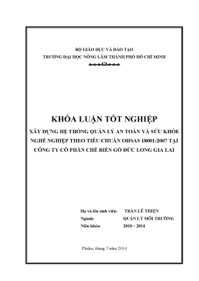 Xây dựng hệ thống quản lý an toàn sức khỏe nghề nghiệp OHSAS 18001