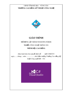 Giáo trình Lập trình Windows Forms - Cao đẳng Kỹ thuật Công nghệ BR-VT