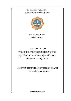 Đánh giá rủi ro chuỗi cung ứng tại Synthomer Việt Nam