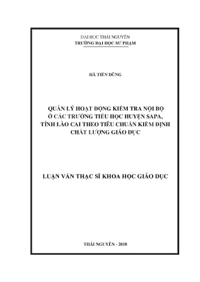 Quản lý hoạt động kiểm tra nội bộ trường tiểu học huyện Sa Pa theo tiêu chuẩn kiểm định