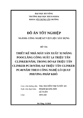 Thiết kế nhà máy xi măng pooclăng 1.6 triệu tấn clinker