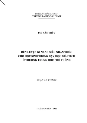 Rèn luyện kĩ năng siêu nhận thức cho học sinh qua dạy học Giải tích