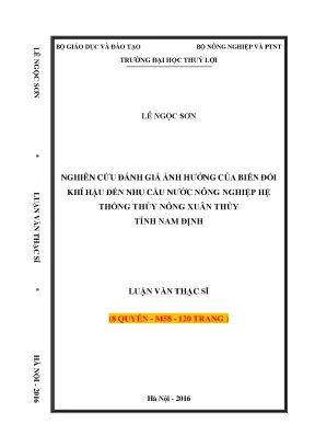 Đánh giá ảnh hưởng biến đổi khí hậu đến nhu cầu nước nông nghiệp Nam Định
