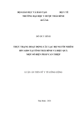 Hiệu quả biện pháp can thiệp câu lạc bộ HIV/AIDS tại Thái Bình