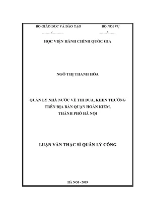 Quản lý nhà nước về thi đua khen thưởng tại quận Hoàn Kiếm, Hà Nội