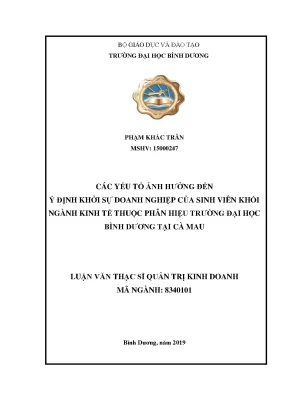Yếu tố ảnh hưởng ý định khởi sự doanh nghiệp sinh viên kinh tế