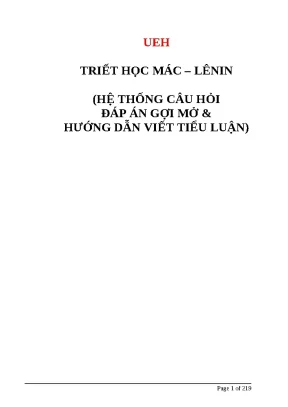 Câu hỏi đáp án gợi mở ôn tập triết học Mác-Lênin
