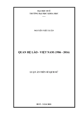 Luận án tiến sĩ Quan hệ Lào - Việt Nam 1986-2016