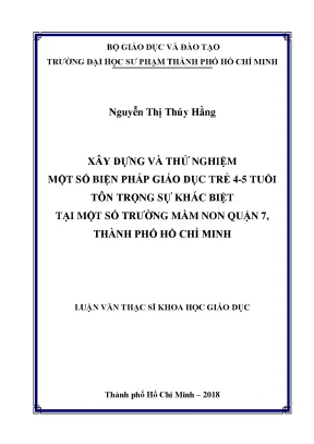 Giáo dục trẻ 4-5 tuổi tôn trọng sự khác biệt tại TP.HCM