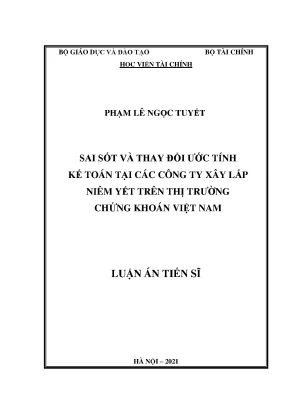 Sai sót và thay đổi ước tính kế toán tại công ty xây lắp niêm yết
