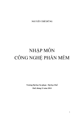 Giáo trình Nhập môn Công nghệ Phần mềm - Nguyễn Thế Dũng