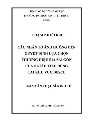 Nhân tố ảnh hưởng lựa chọn bia Sài Gòn tại ĐBSCL