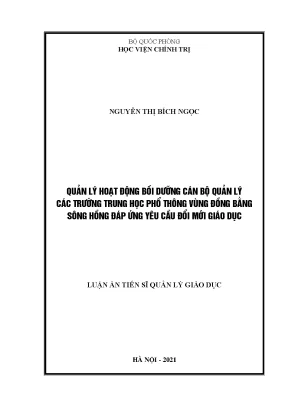 Quản lý bồi dưỡng CBQL trường THPT vùng ĐBSH