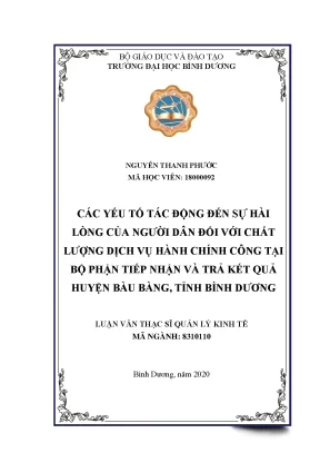 Các yếu tố ảnh hưởng sự hài lòng dịch vụ hành chính Bàu Bàng