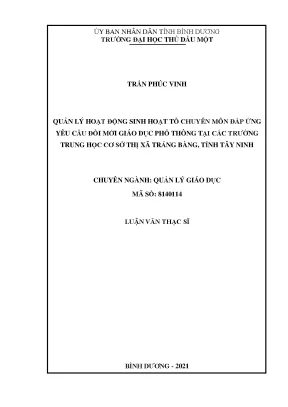 Quản lý sinh hoạt tổ chuyên môn trong đổi mới giáo dục phổ thông