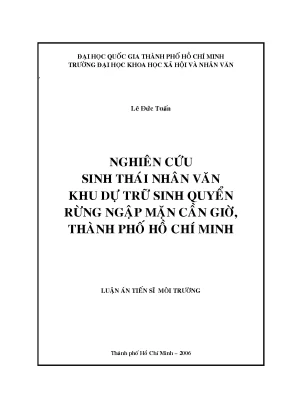 Nghiên cứu sinh thái nhân văn khu dự trữ sinh quyển rừng ngập mặn Cần Giờ
