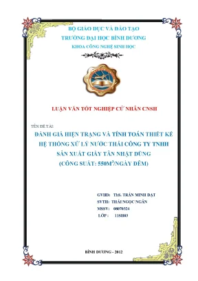 Đánh giá thiết kế hệ thống xử lý nước thải giấy 550m3/ngày