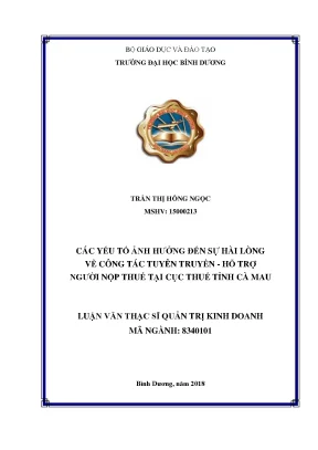 Yếu tố ảnh hưởng sự hài lòng về tuyên truyền hỗ trợ người nộp thuế