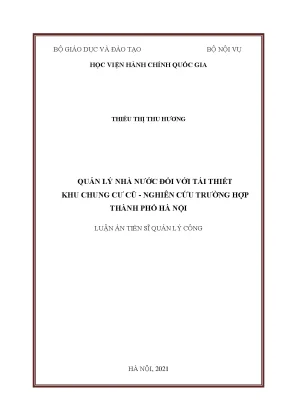 Quản lý nhà nước tái thiết khu chung cư cũ tại Hà Nội