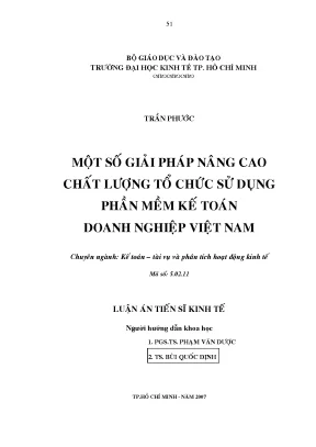 Giải pháp nâng cao chất lượng tổ chức sử dụng phần mềm kế toán