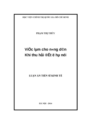 Việc làm nông dân Hà Nội khi thu hồi đất - Luận án Tiến sĩ