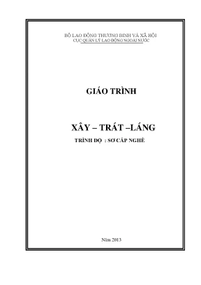 Giáo trình Sơ cấp nghề Xây - Trát - Láng