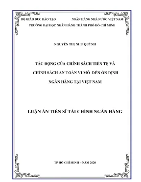 Tác động chính sách tiền tệ an toàn vĩ mô đến ổn định ngân hàng Việt Nam