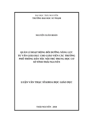 Quản lý bồi dưỡng năng lực tư vấn giáo dục giáo viên PTDTNT THCS